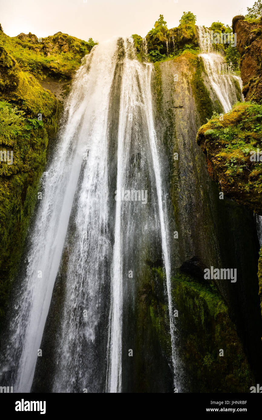 Gljufrabui waterfall (Iceland) hidden in cave in summer Stock Photo - Alamy