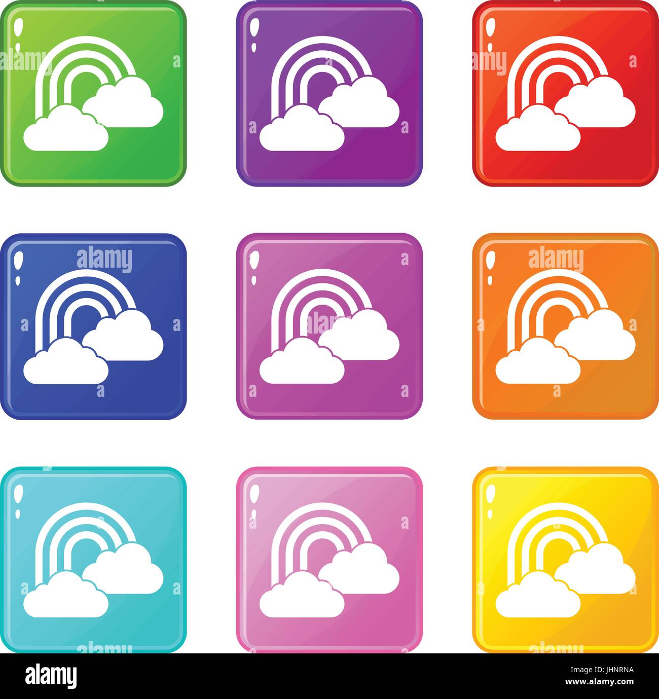 Rainbow and clouds icons 9 set Stock Vector Image & Art - Alamy