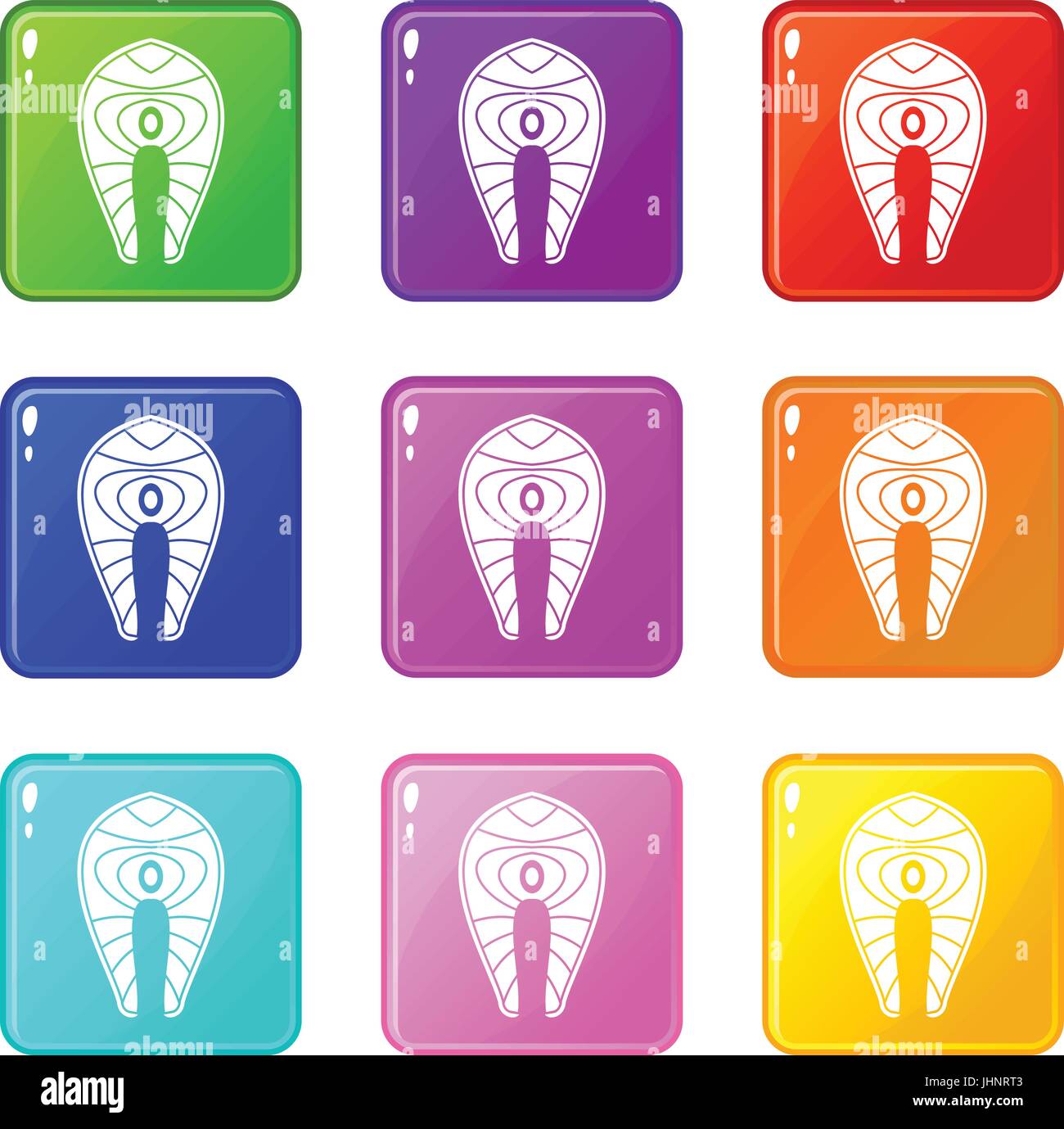Salmon steak icons 9 set Stock Vector Image & Art - Alamy