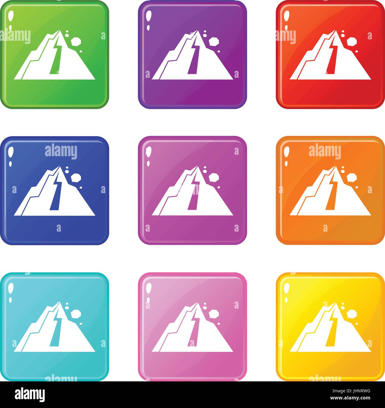 Rockfall icons 9 set Stock Vector Image & Art - Alamy