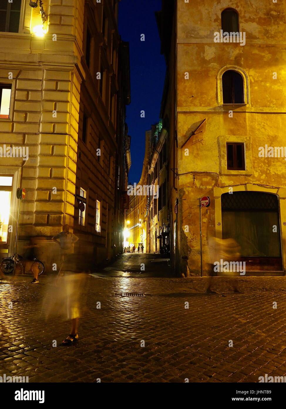 Still and movement in Rome nightlife Stock Photo