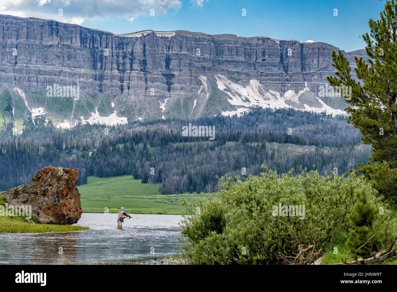 Fly Fishing Brooks Lake Stock Photo Alamy