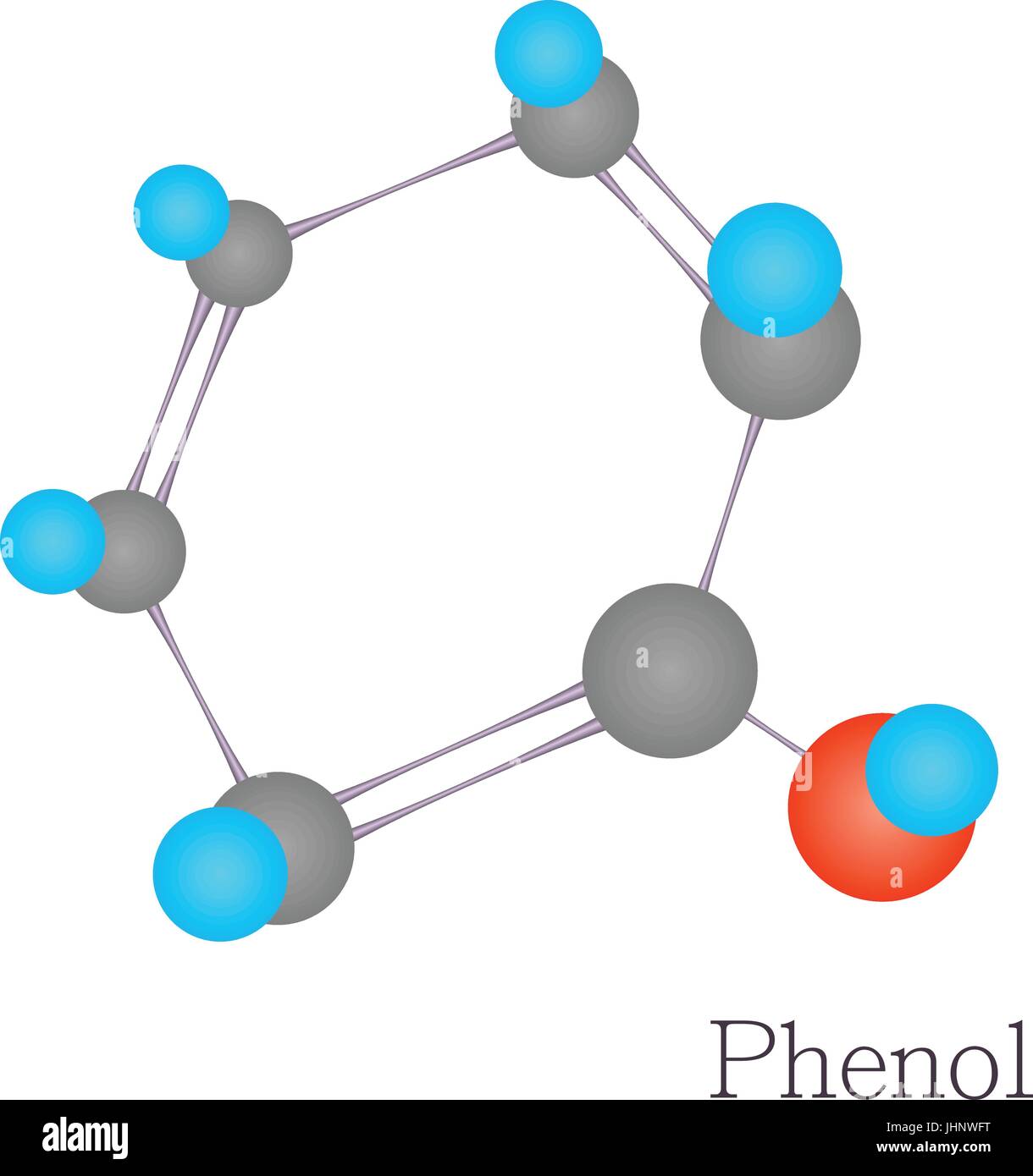 Phenol 3D molecule chemical science, cartoon style Stock Vector Image