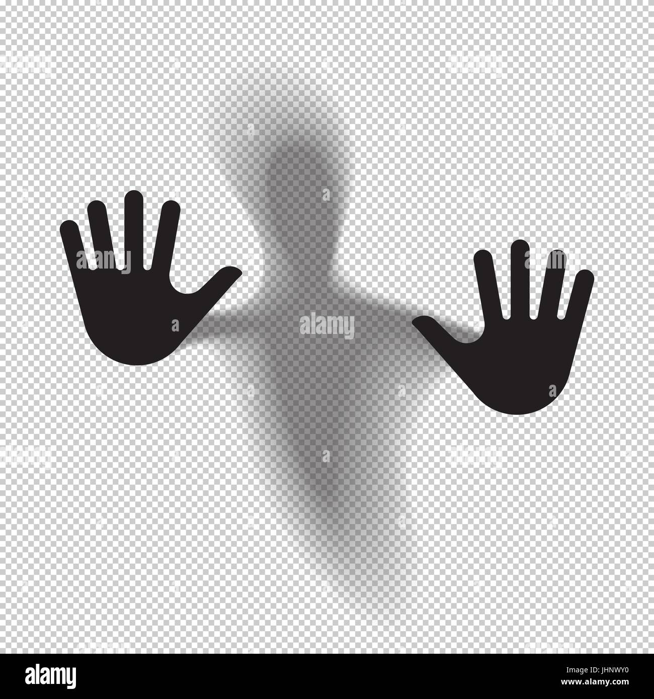Shadowy figure behind glass translucent isolated. Vector illustration. Stock Vector