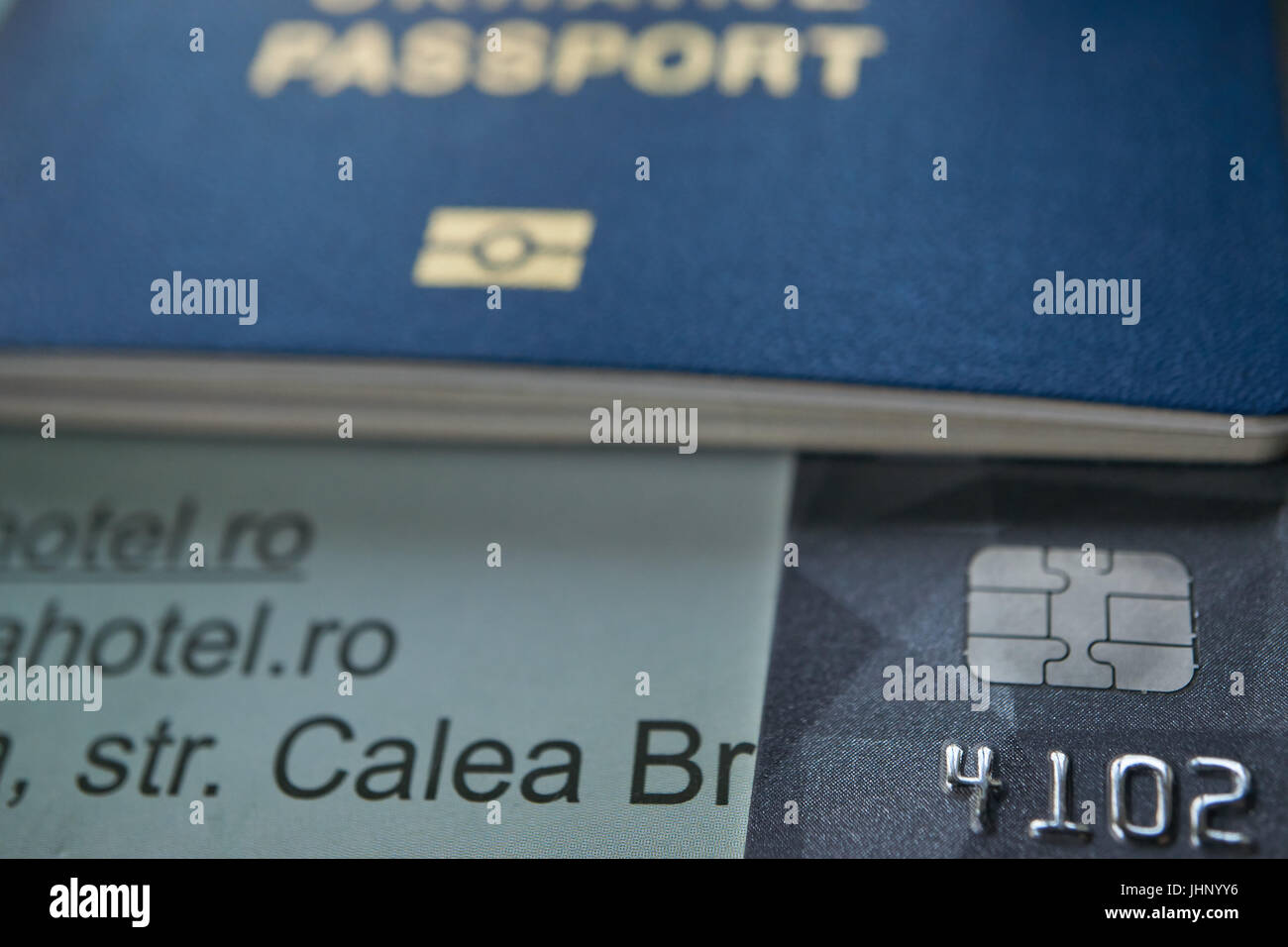 travel to Europe hotel reservation VISA payment card and ID biometric