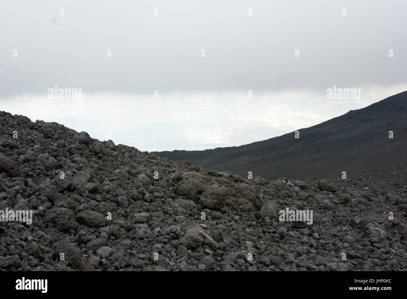 Sicily, Italy, Italia, Volcan Ethna, with lava fields from eruption and sulfur Stock Photo