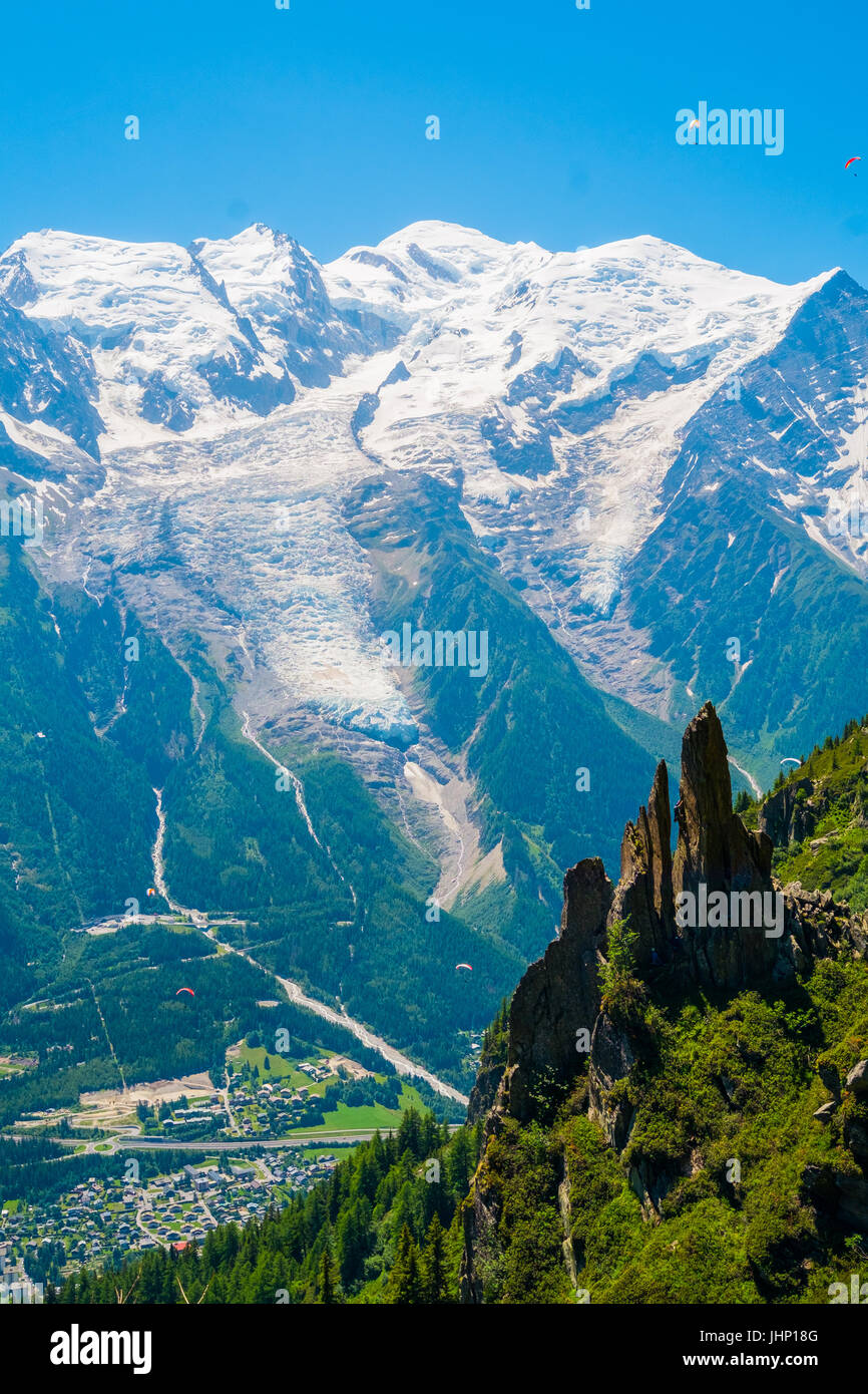 Panorama of Mont Blanc from Le Brevent, Chamonix, France Stock Photo ...