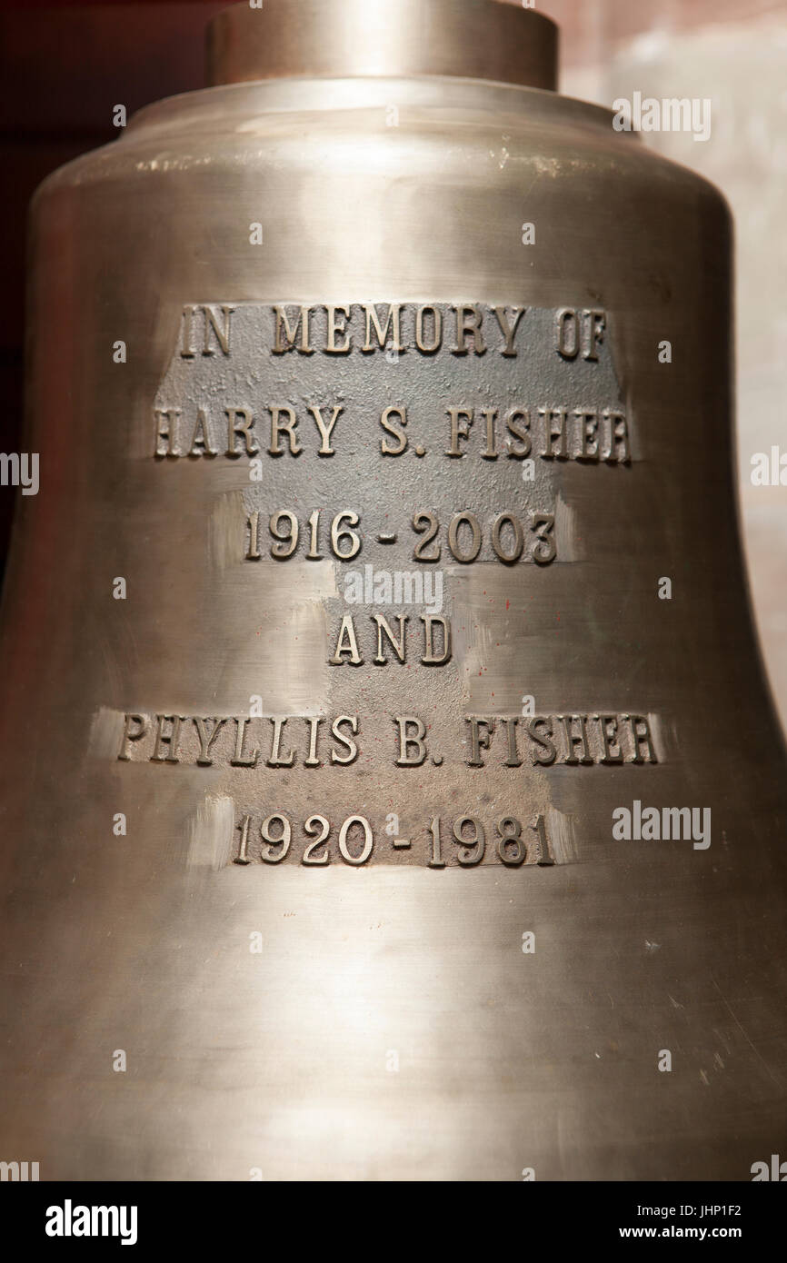 Bells in Worcester Catherdal bell tower in 2016 Stock Photo
