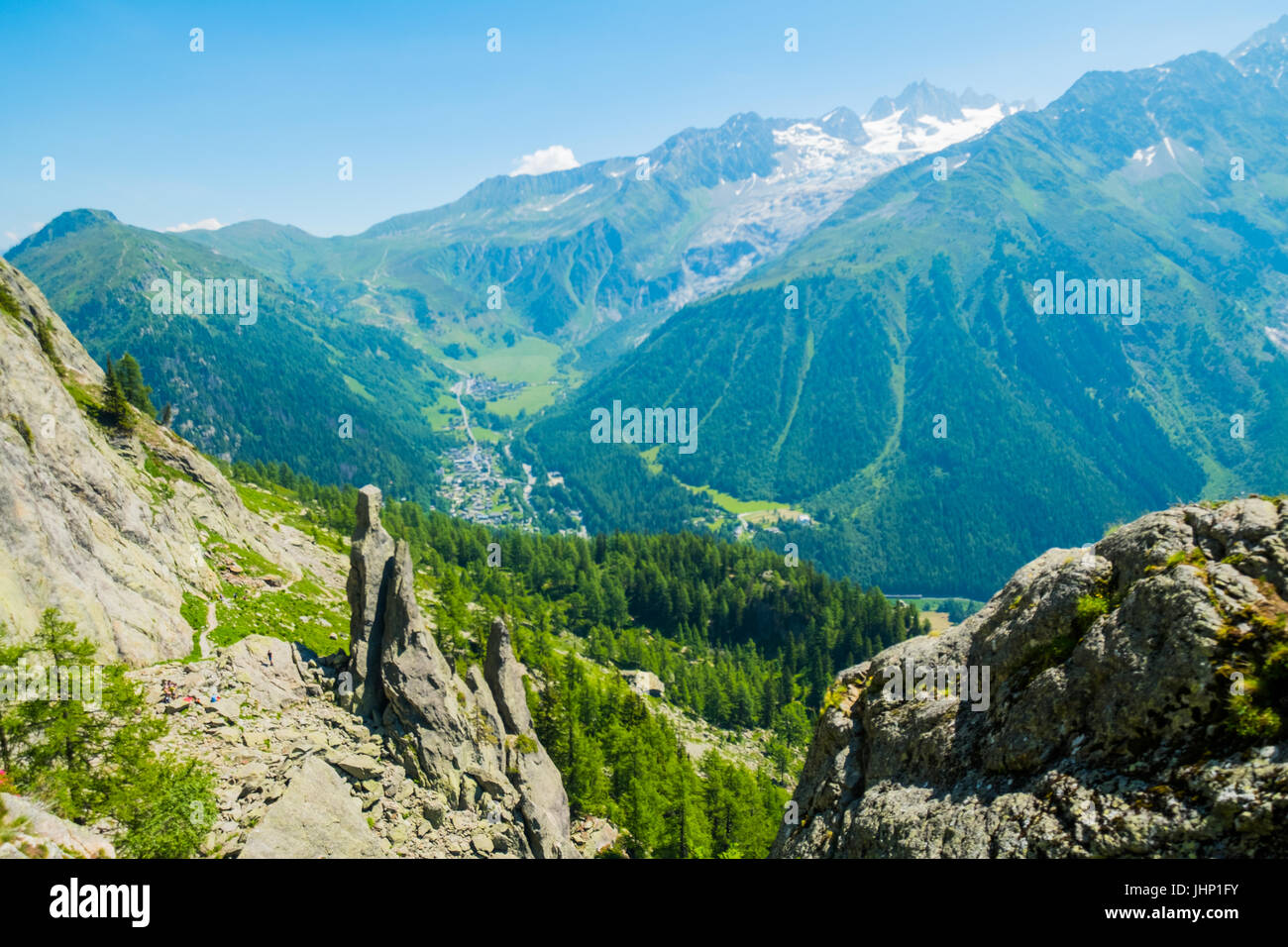 Aiguilette d Argentiere and Mont Blanc, Argentiere, France Stock Photo