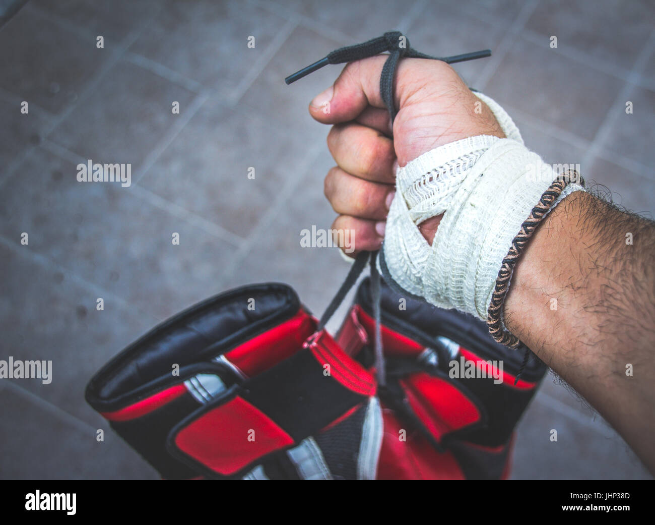Photograph of a human fist and boxing gloves Stock Photo Alamy