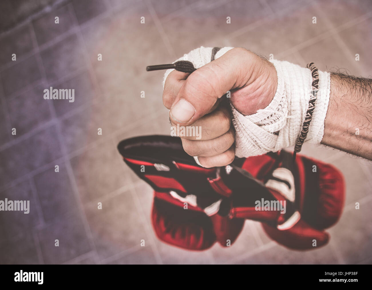 Photograph of a human fist and boxing gloves Stock Photo Alamy