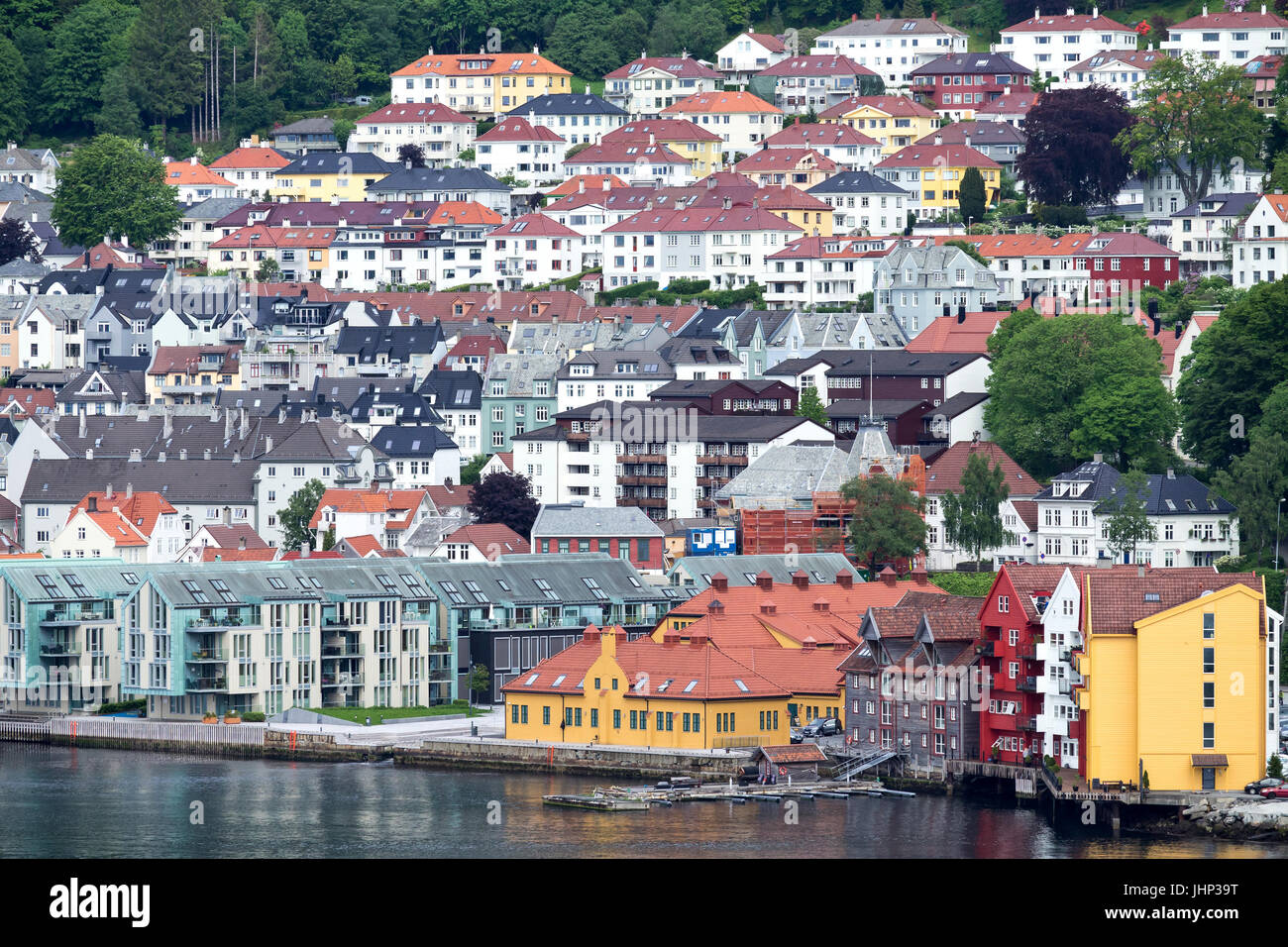 seaside view of Sandviken, a traditional neighborhood of the city of Bergen in Hordaland county, Norway Stock Photo