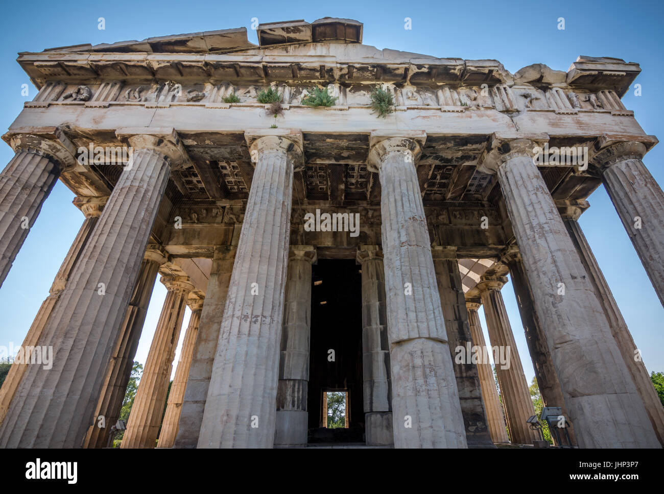 Ruins of the Temple of Hephaestus near the ancient Agora (Forum) of Athens Stock Photo