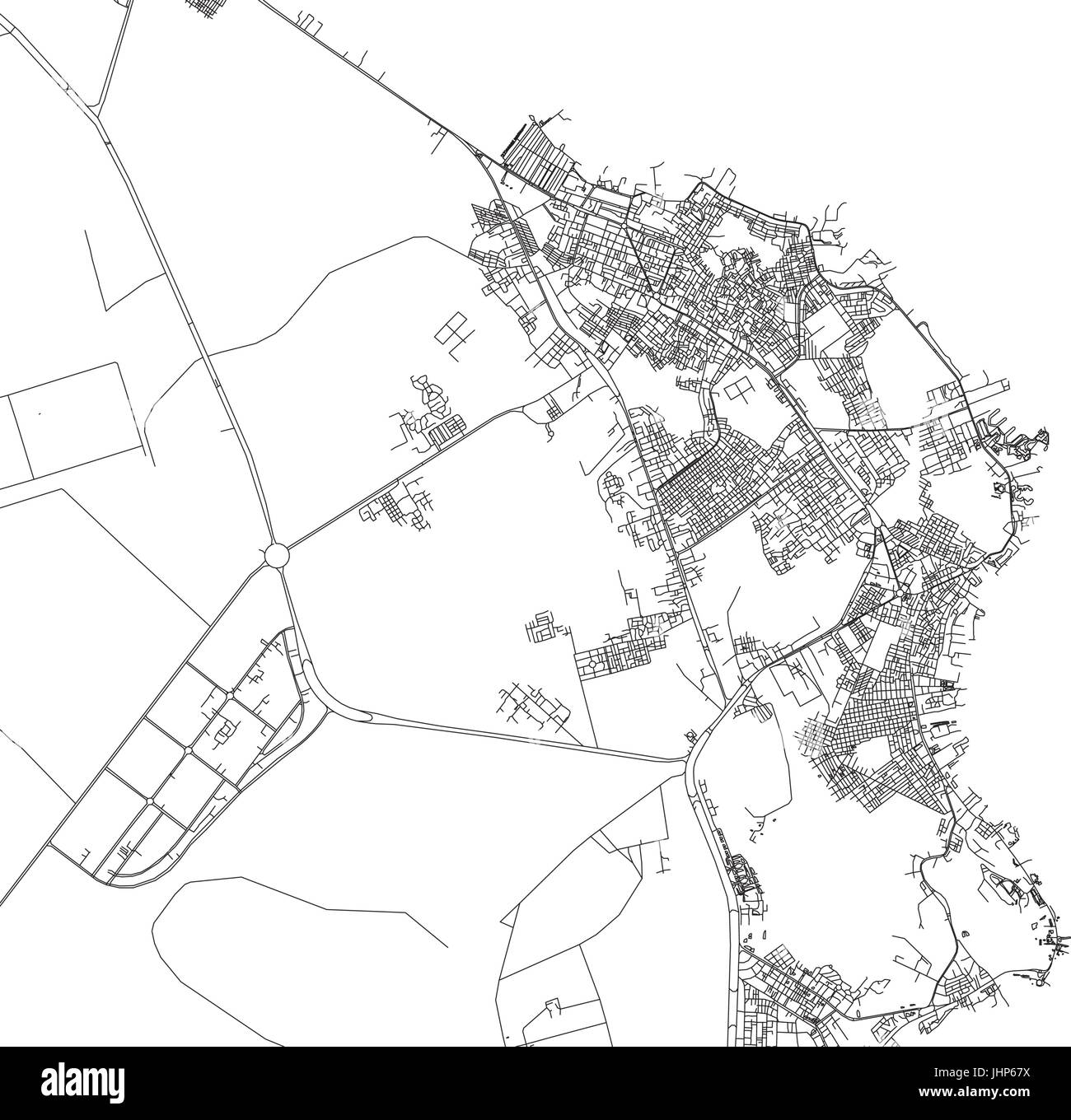 Map of Hurghada, city, streets, Egypt, satellite view Stock Vector