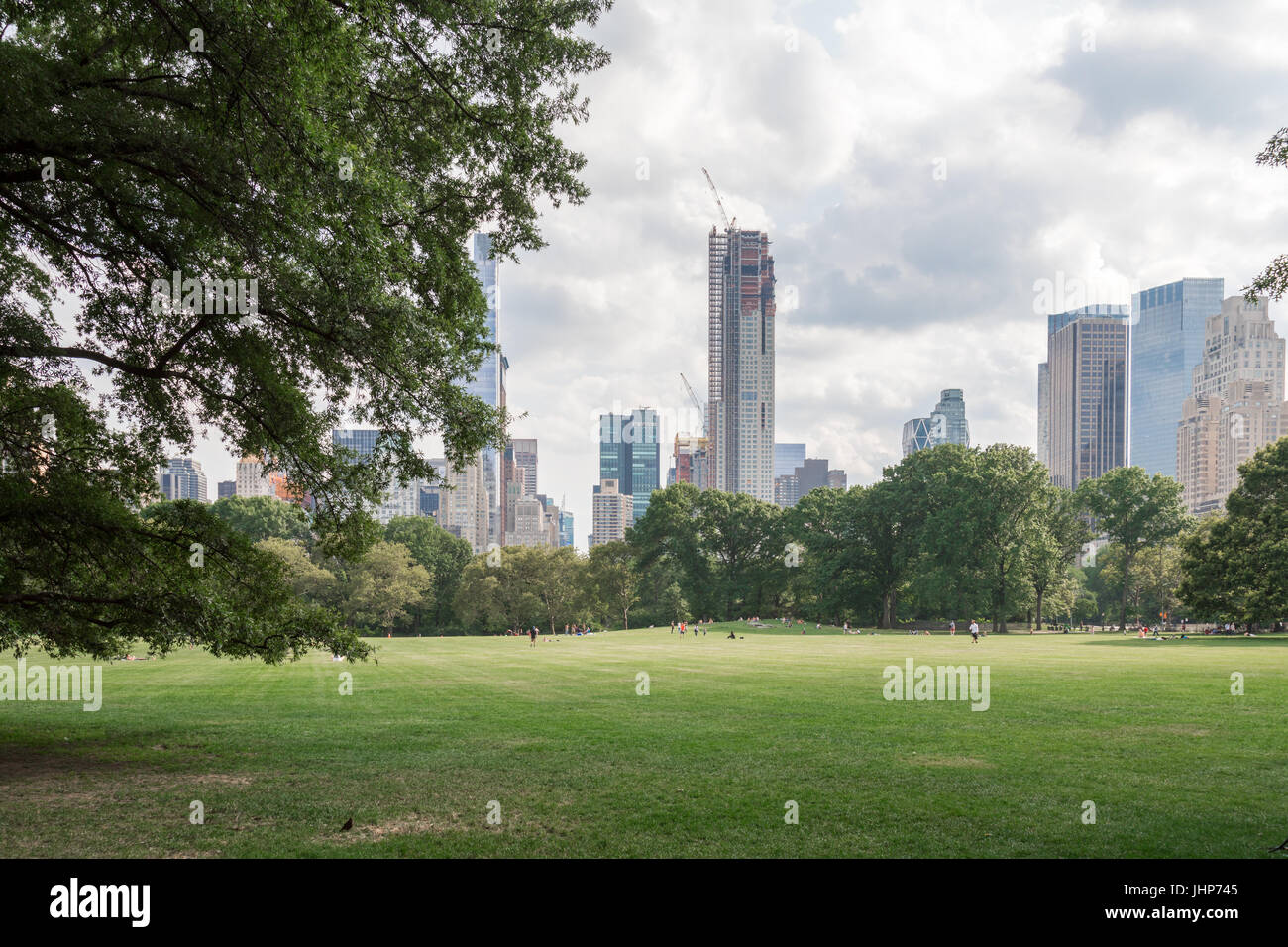 a view looking south with sheep meadow in the foreground, NYC Stock Photo