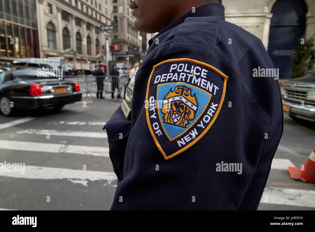 nypd police officer shoulder crest badge New York City USA Stock Photo