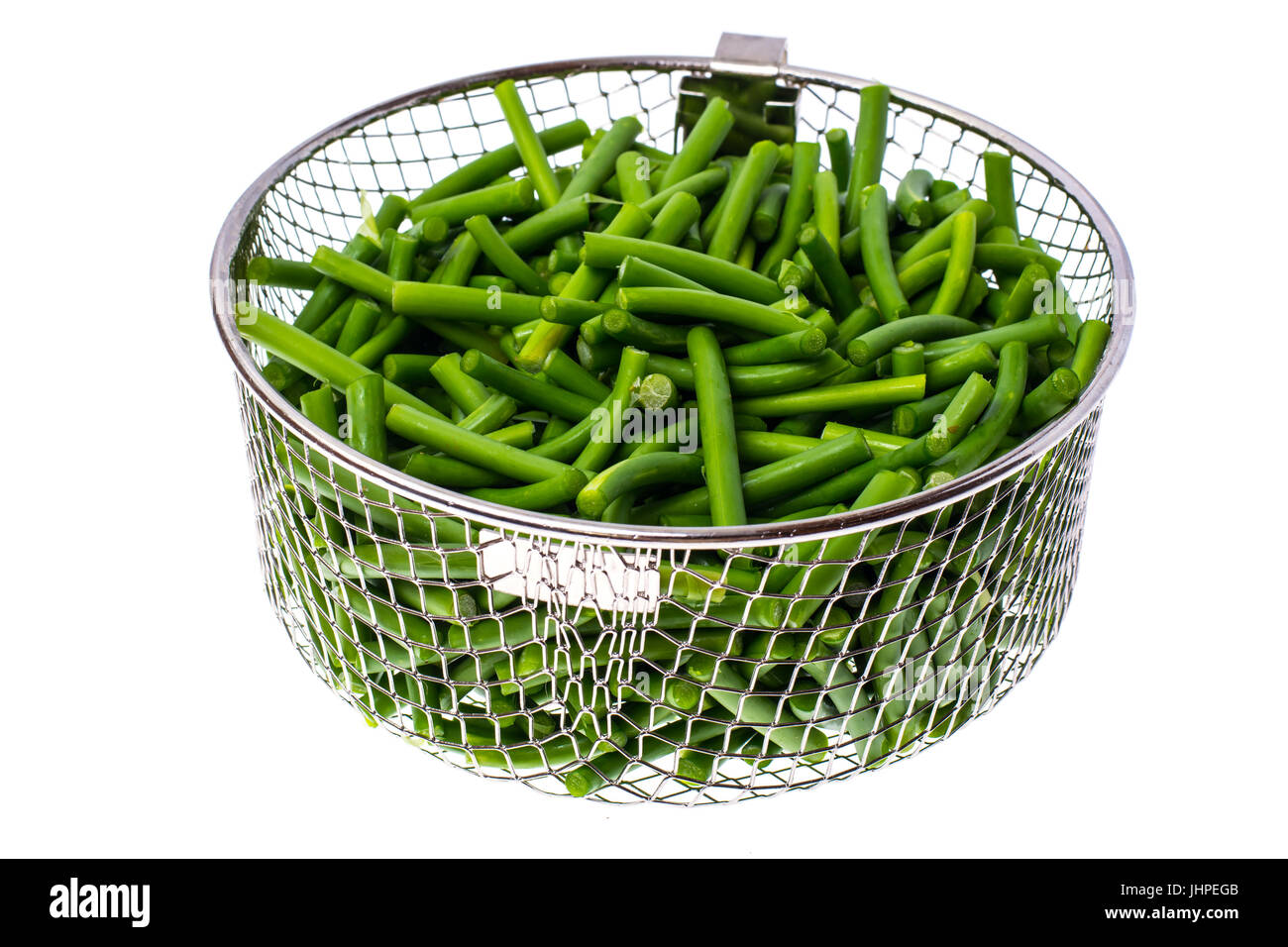 Green string beans in metal. Studio Photo Stock Photo Alamy