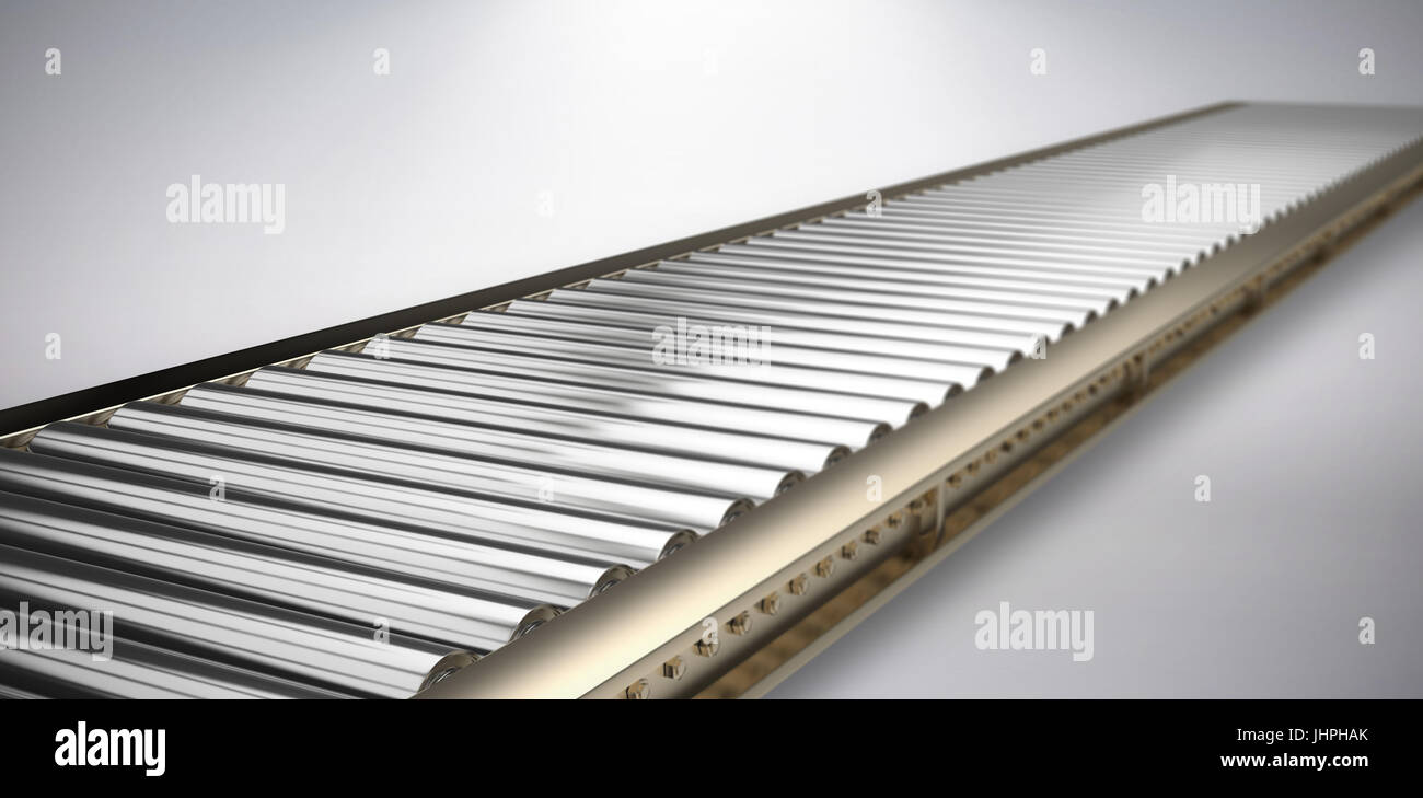 Digital image of empty production line against grey background Stock ...