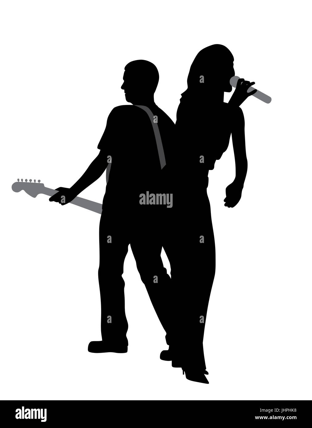 Woman singer and man guitar player Stock Photo