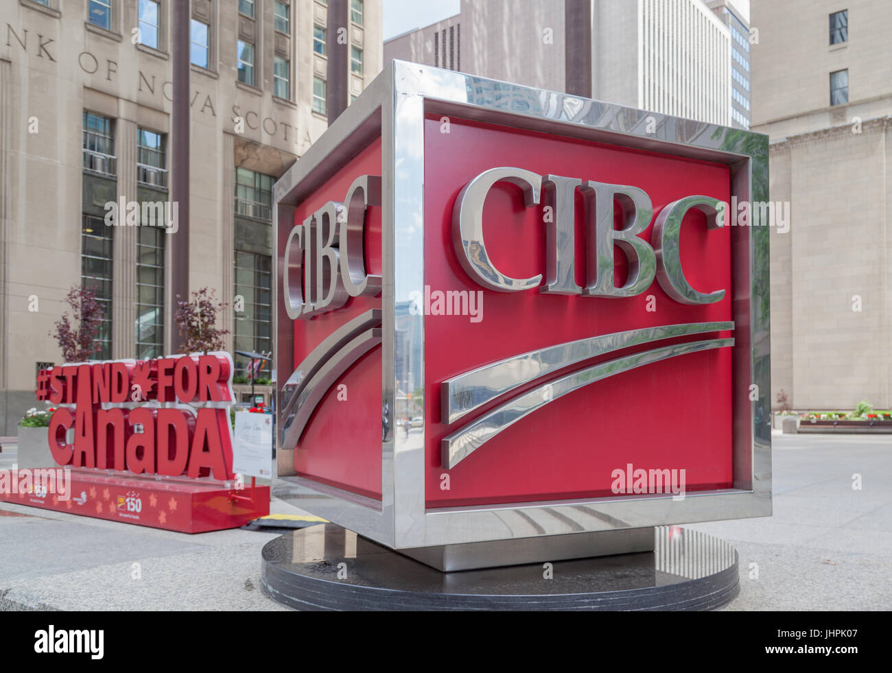Sign of CIBC (Canadian Imperial Bank of Commerce) in Toronto’s financial district Toronto, Ontario. Stock Photo