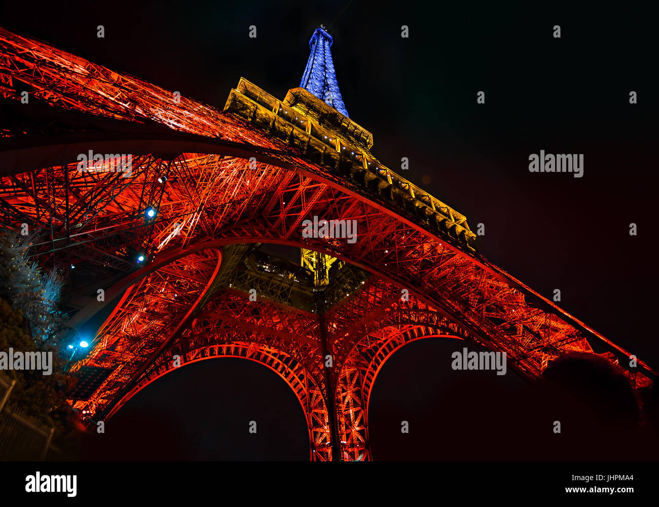 PARIS, FRANCE January 1, 2016 Eiffel Tower Light Performance, Lit up