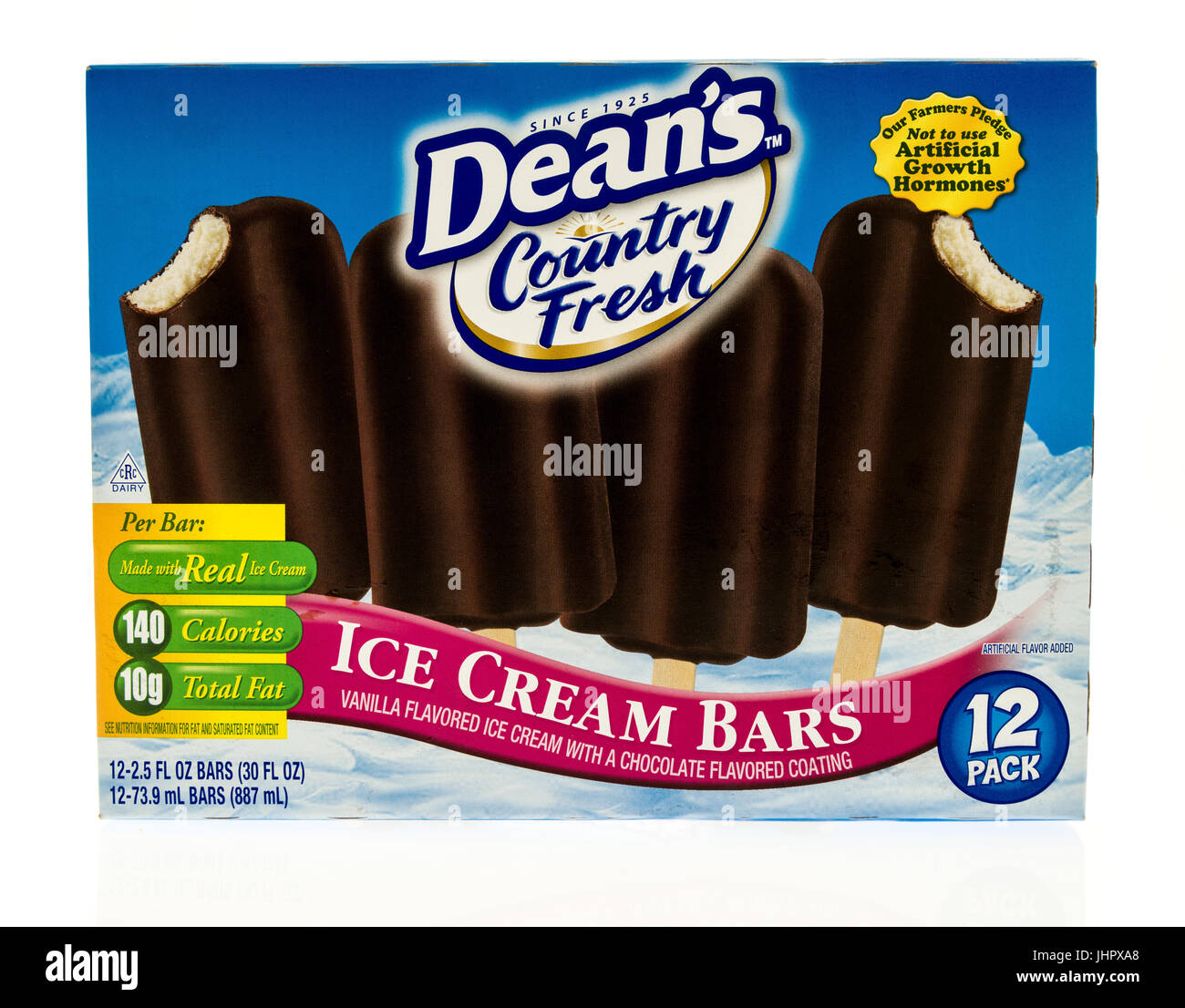 Winneconne, WI - 15 July 2017: A boxof Dean's Country Fresh ice cream bars on an isolated background. Stock Photo