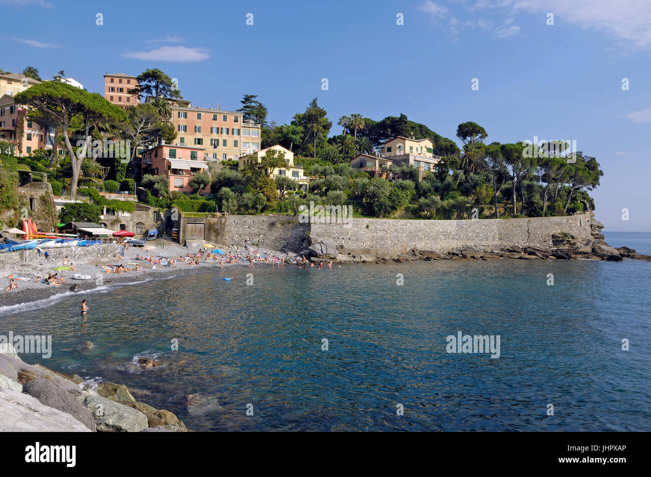 the beach of Recco village, Ligury, Italy Stock Photo