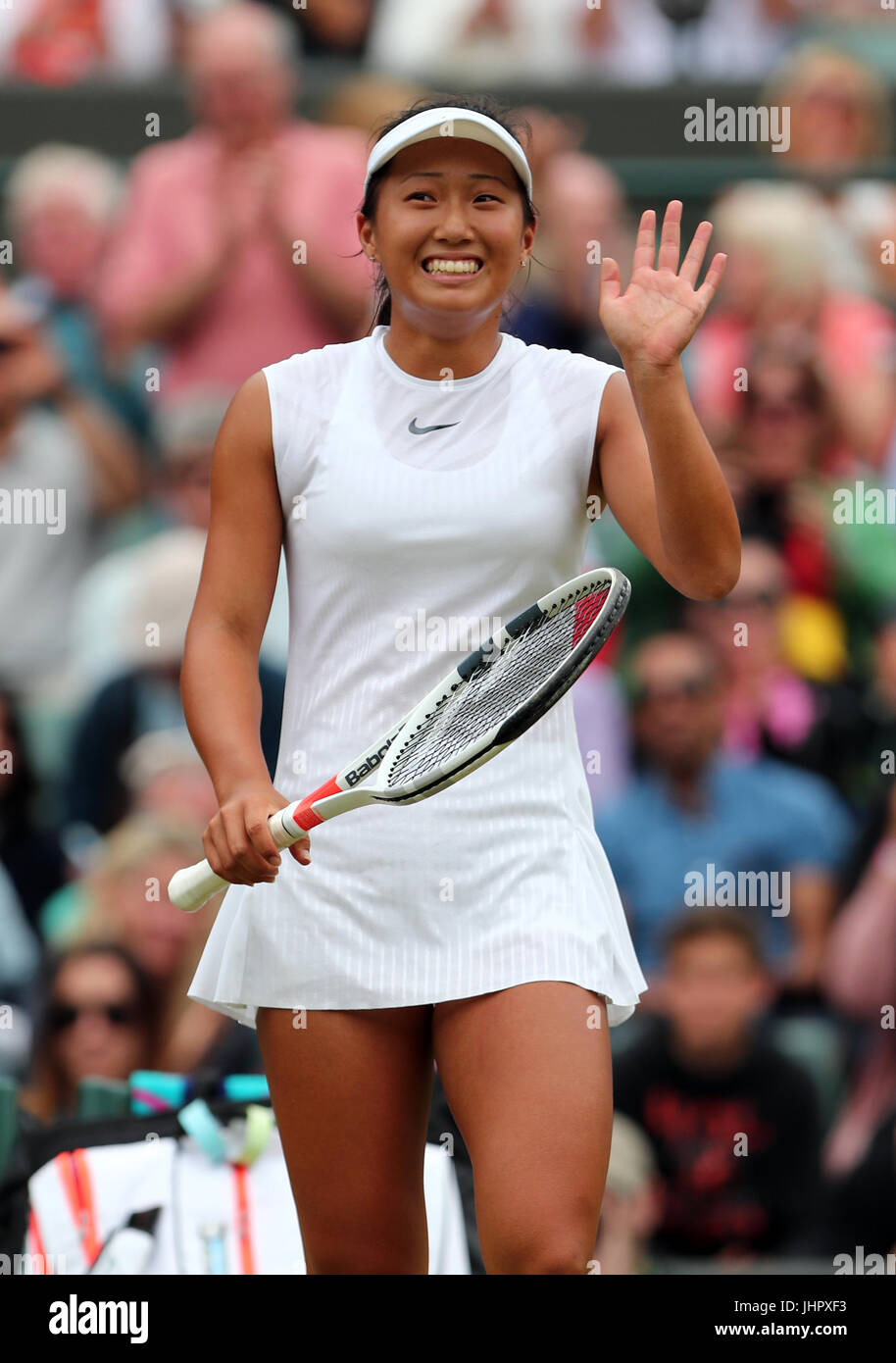 Claire Liu celebrates winning the girls singles final against Ann Li on day  twelve of the Wimbledon Championships at The All England Lawn Tennis and  Croquet Club, Wimbledon Stock Photo - Alamy