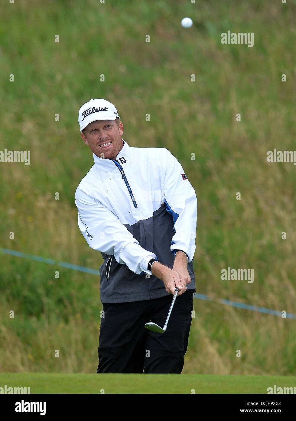 Australia's Andrew Dodt plays his third shot to the 17th hole during day three of the 2017 Aberdeen Asset Management Scottish Open at Dundonald Links, Troon. Stock Photo