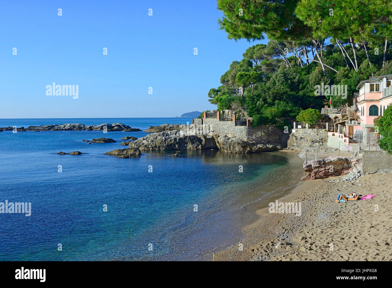 spiaggia della balena beach, Fiascherino, Lerici, Ligury, Italy Stock Photo