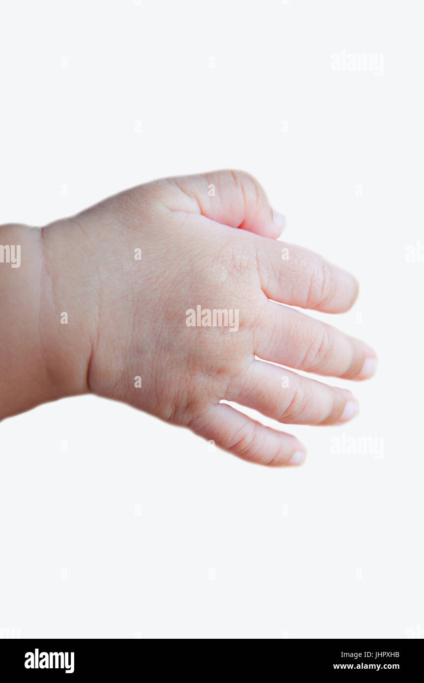 baby hand from new born on white background Stock Photo