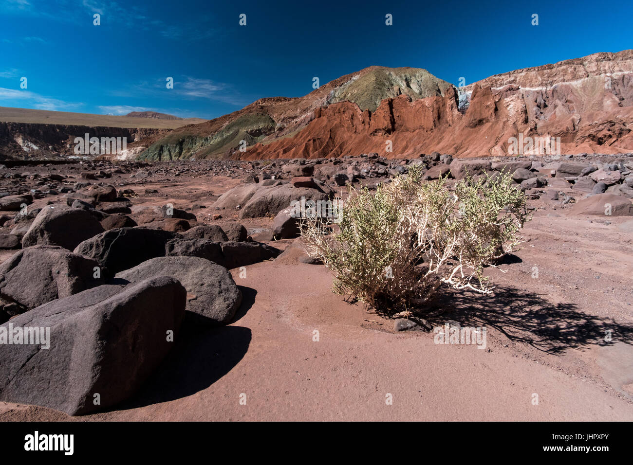Rainbow Valley in the Atacama Desert in Chile. The mineral rich rocks