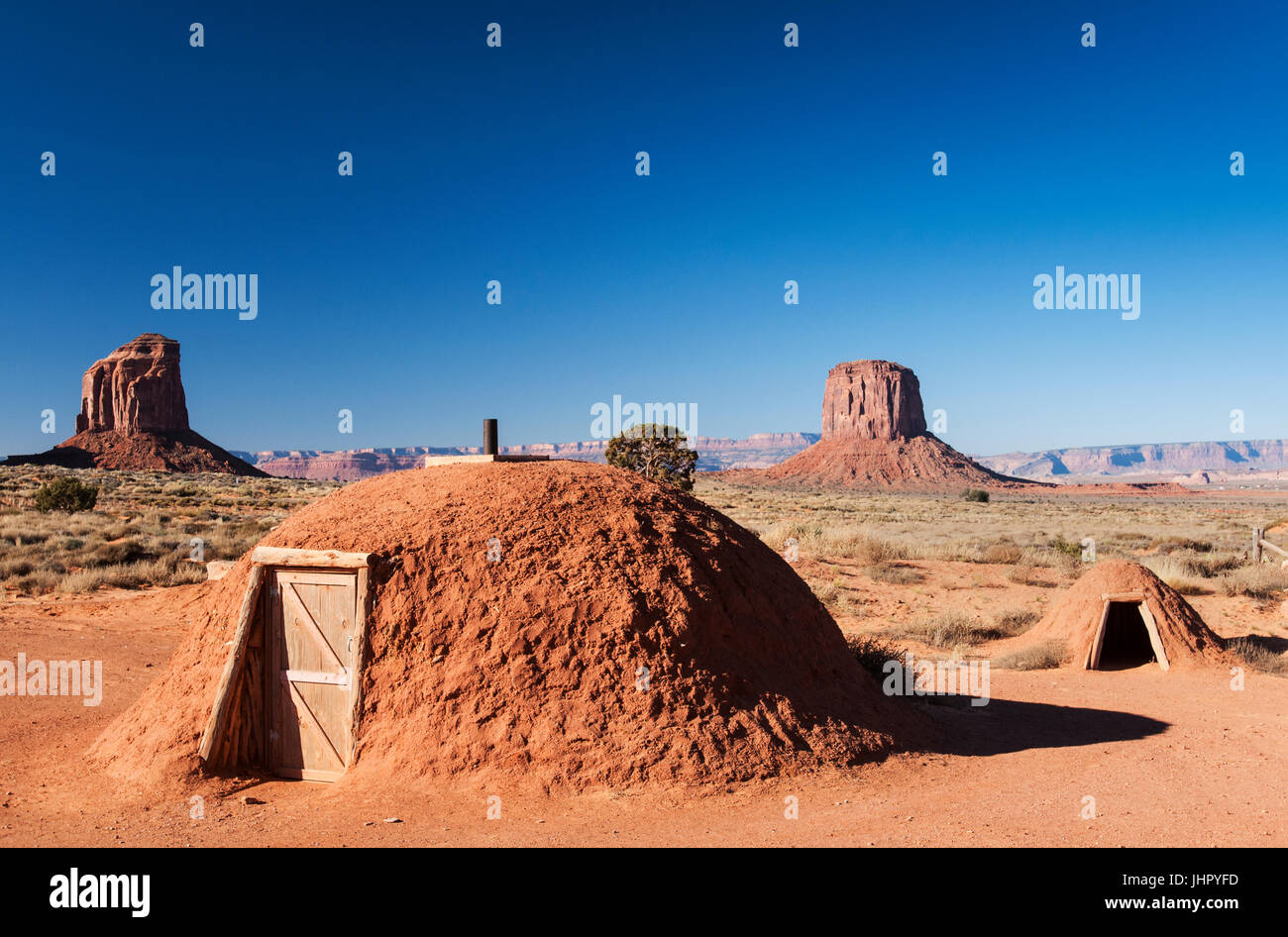 Navajo Hogan, Navajo Tribal Park, Monument Valley Arizona Stock Photo