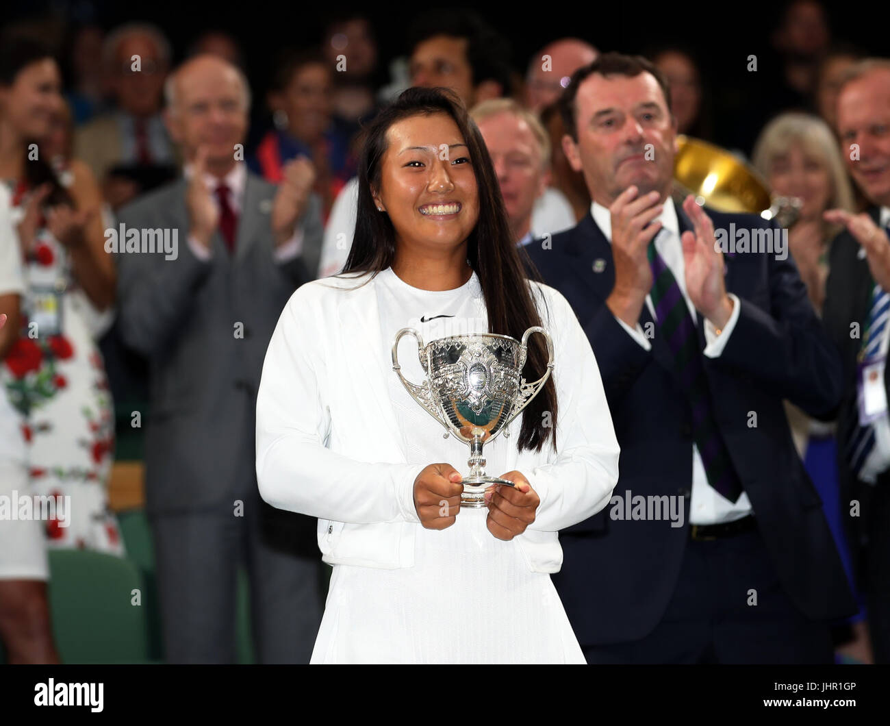 Claire Liu celebrates winning the girls singles final against Ann Li on