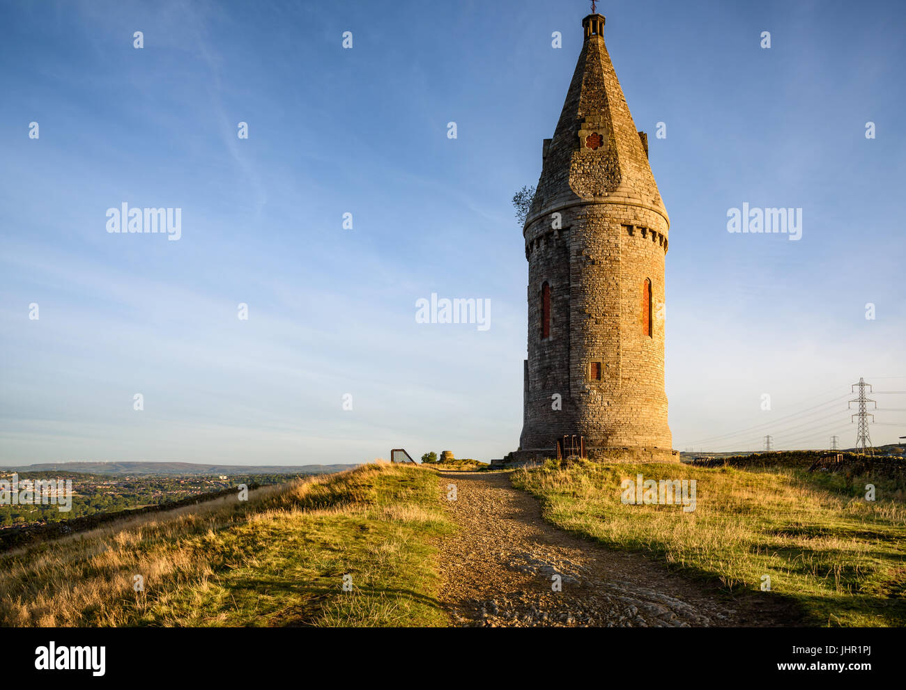 Hartshead Pike is a hill in Tameside in Greater Manchester, England ...