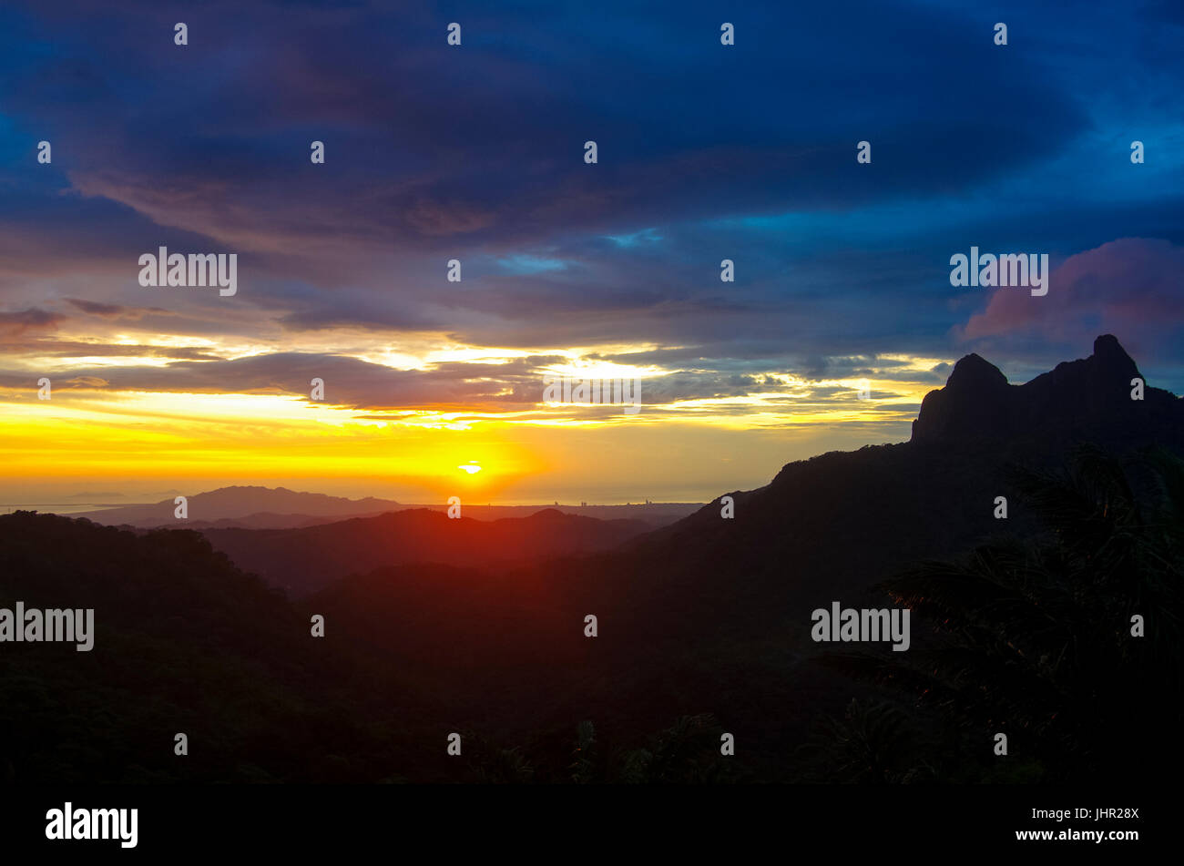 Sun rise in Altos del Maria image taken in Panama Stock Photo