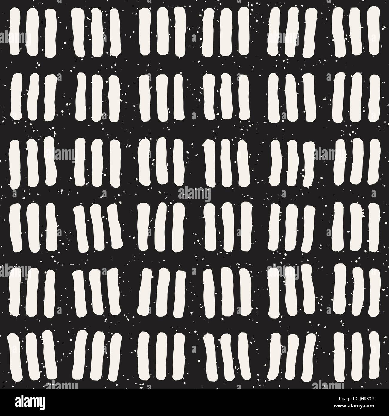 Hand drawn black and white ink abstract seamless pattern. Vector ...