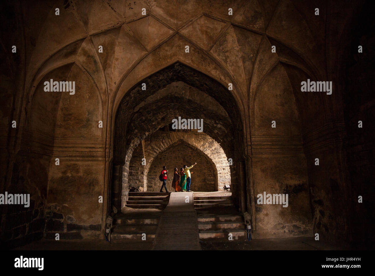 Tourists take selfie photos inside Golconda Fort in Hyderabad, India ...