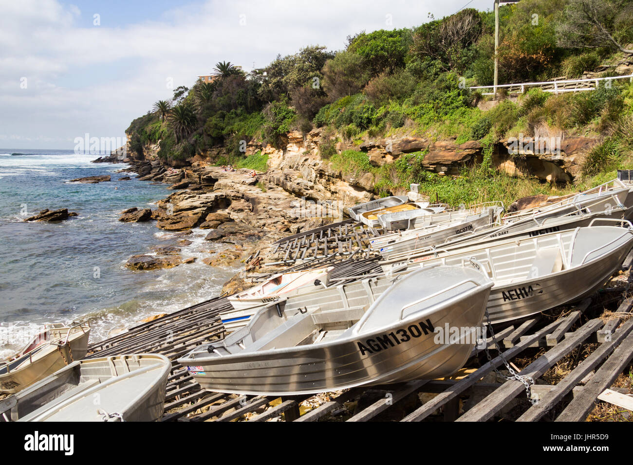 Aluminium boats in Gordons Bay, New South Wales, Australia Stock Photo
