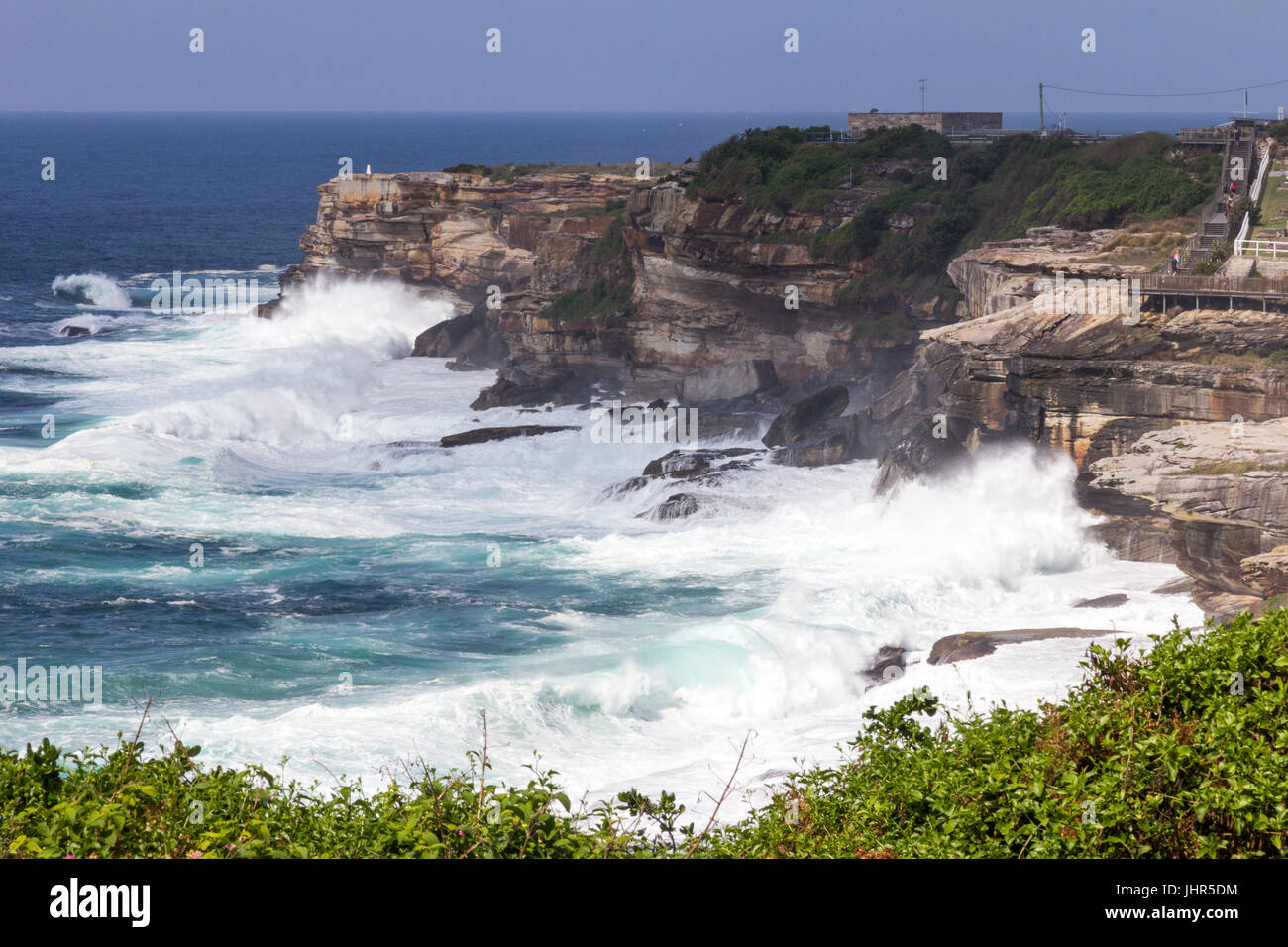 Rough seas off the  Sydney coast at Bronte, New South Wales, Australia Stock Photo