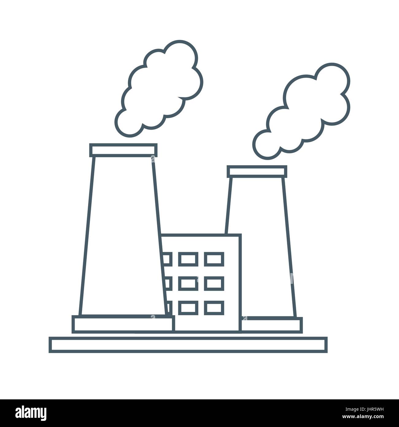 Stylized icon of the oil refinery plant with smoking chimneys on a ...