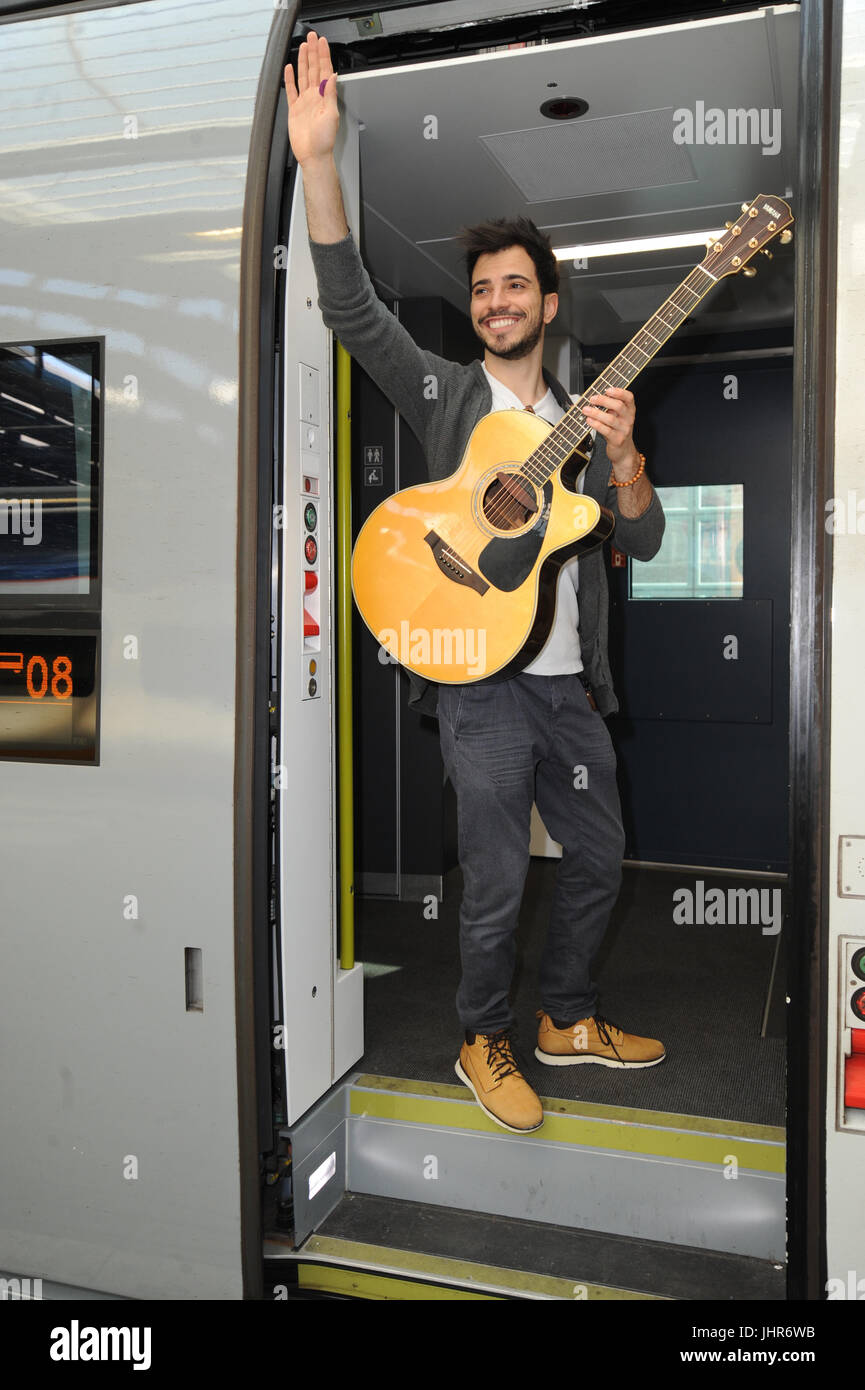 Luca Fiore, Eurostar Winner of last year's Buskers competition heads to Paris on Eurostar to perform in some of Paris's iconic venues.  Featuring: Luca Fiore Where: London, United Kingdom When: 14 Jun 2017 Credit: WENN.com Stock Photo