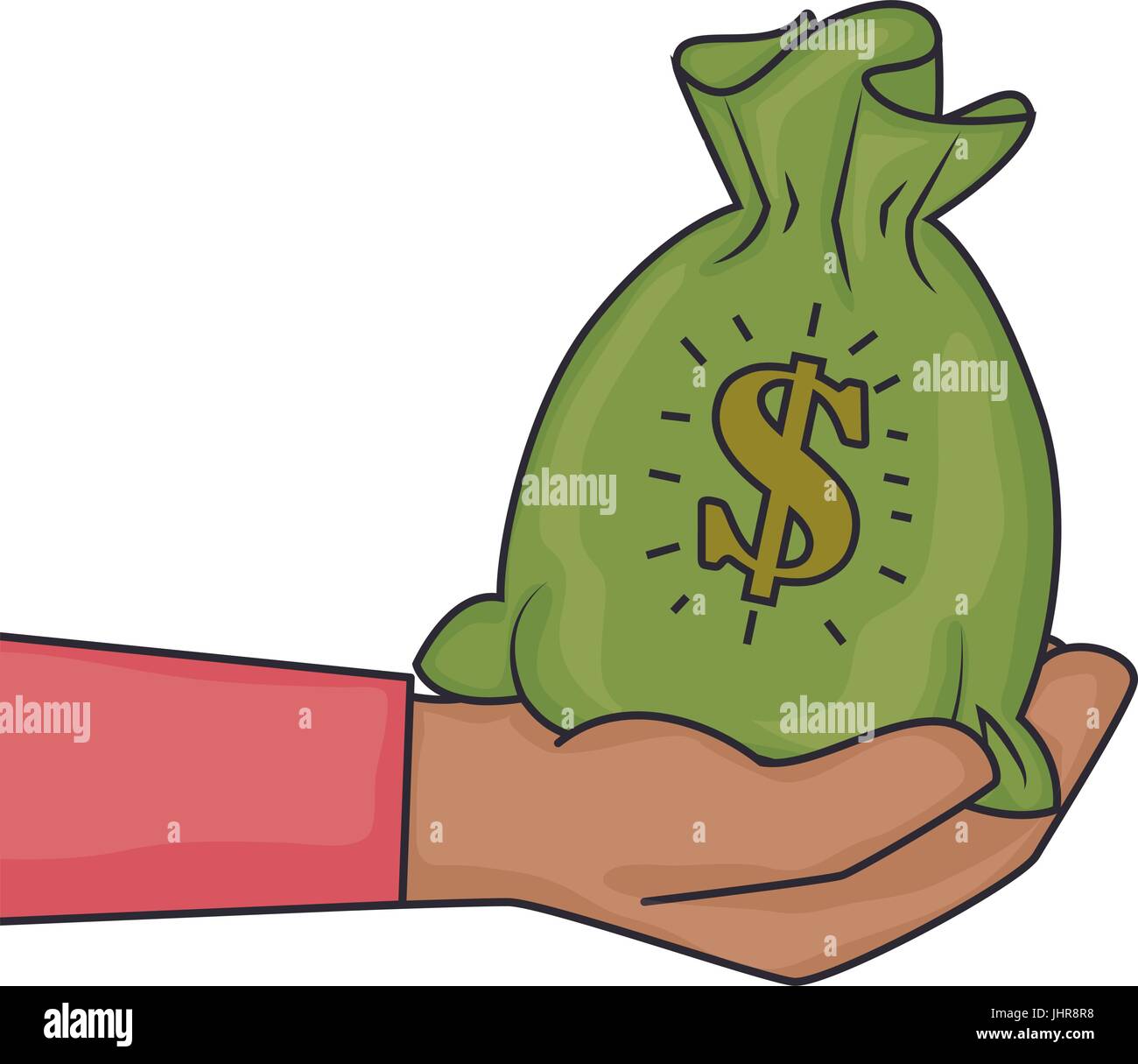 hand holding a money sack icon over white background vector ...