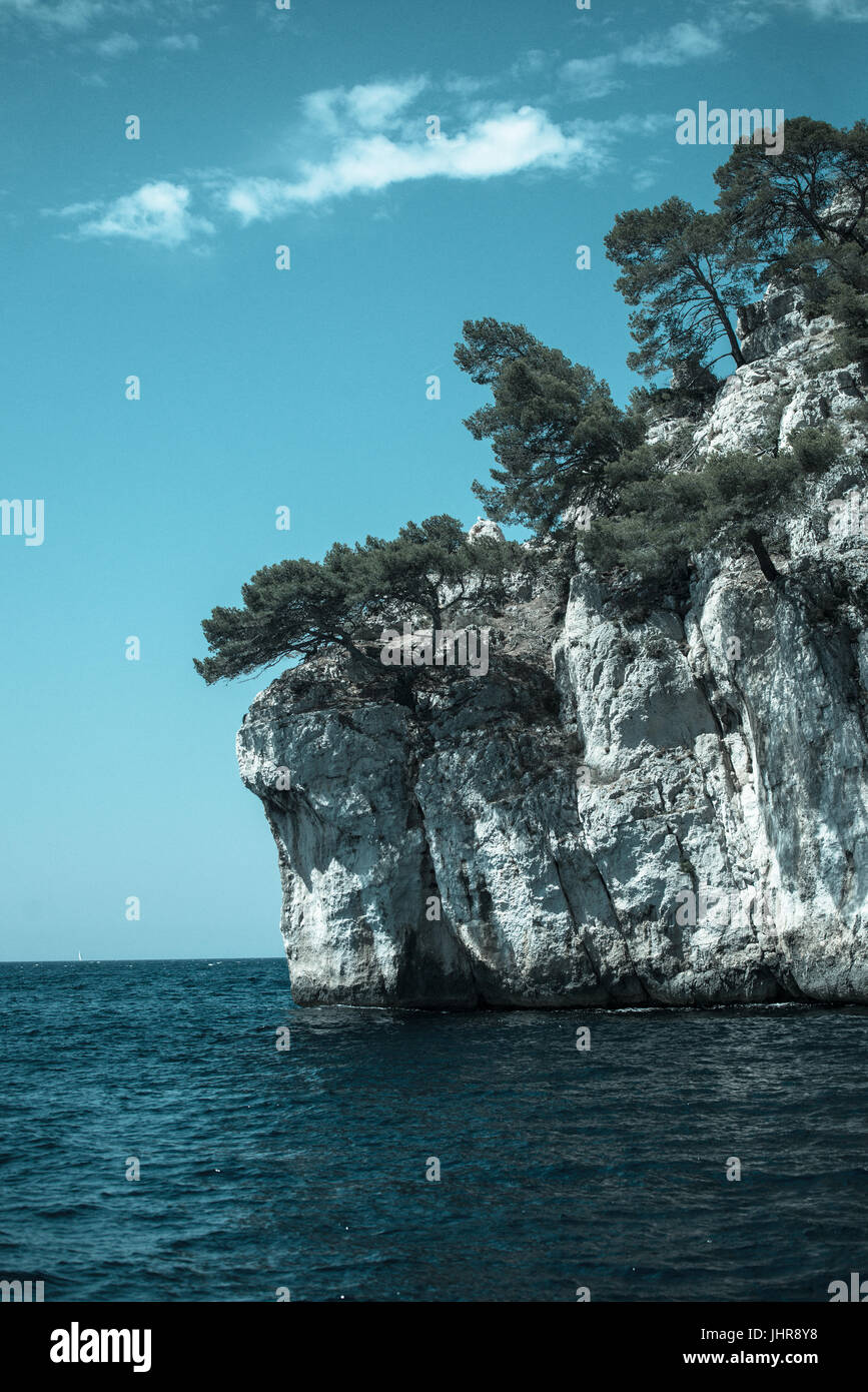 Sailing in Les Calanques of Cassis in the South of France, Provence Stock Photo