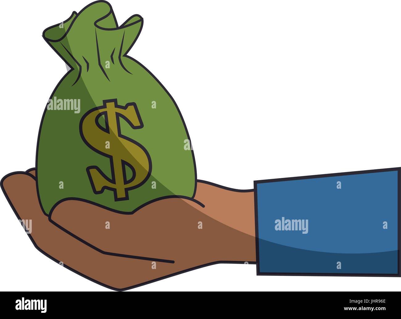 hand holding a money sack icon over white background vector ...
