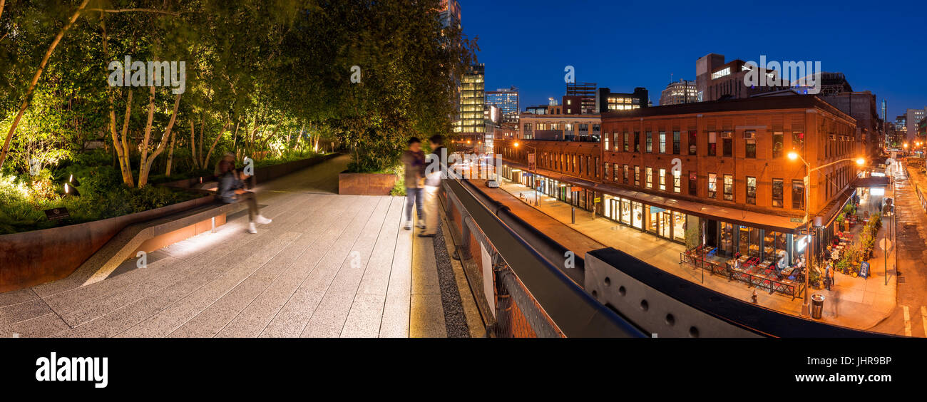 Gansevoort Market District from the elevated High Line at twilight ...