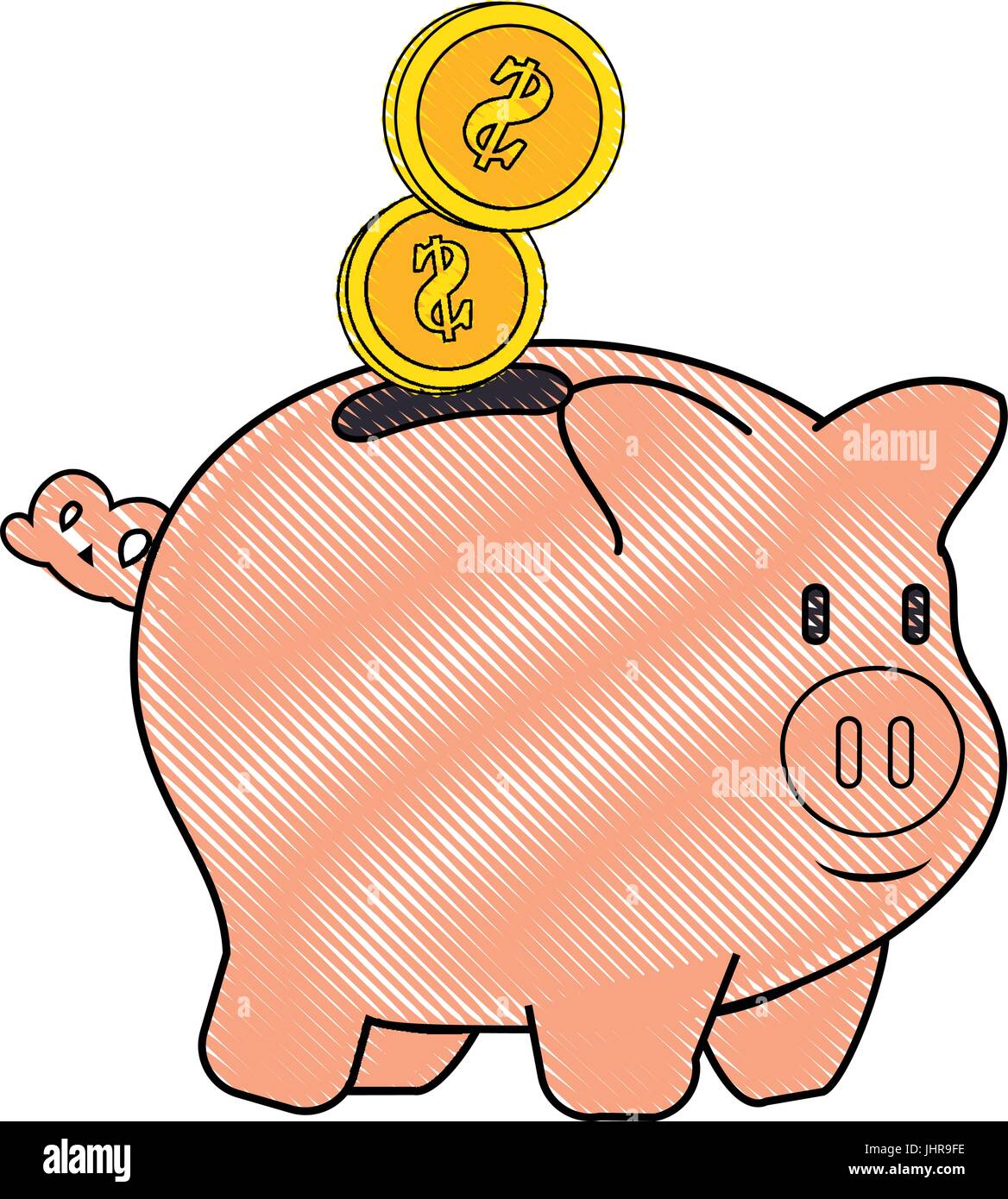 piggy bank icon over white background colorful design vector ...