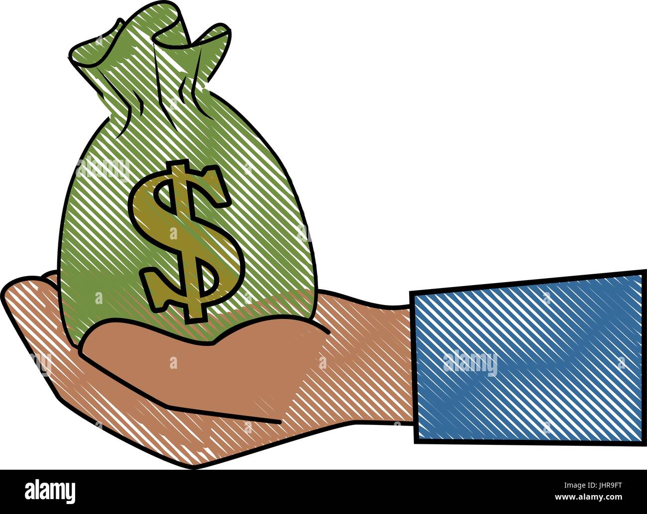hand holding a money sack icon over white background vector ...