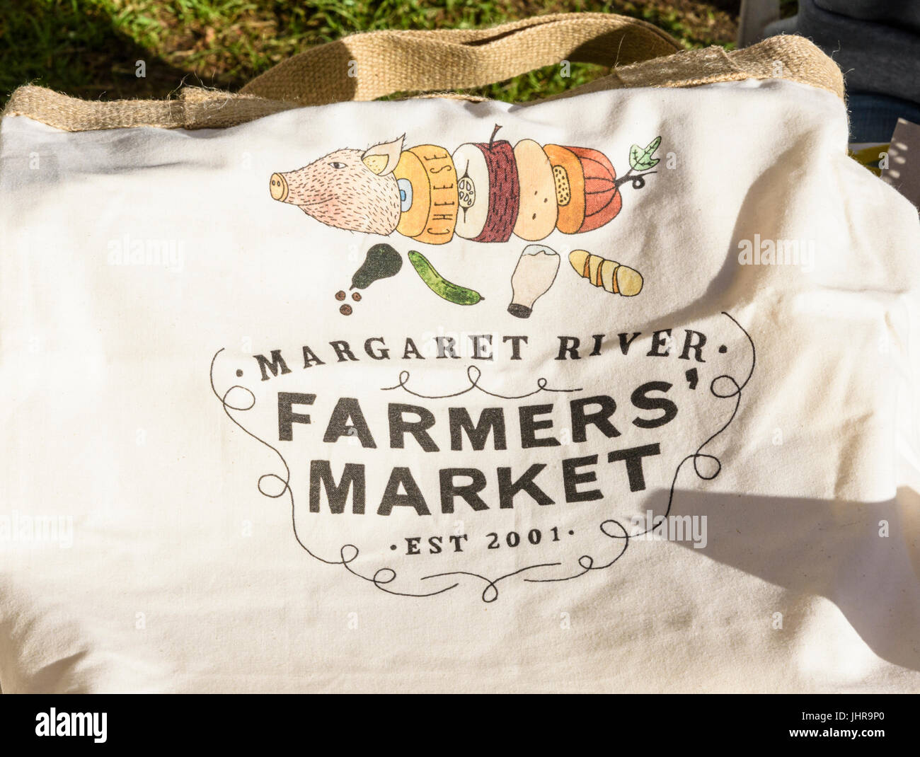 Margaret River Farmers Market brand detail on a bag, Margaret River town, Western Australia Stock Photo