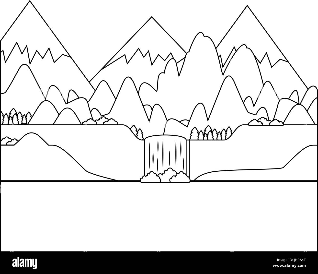 mountains and lake landscape icon over white background vector ...